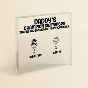 Dad's 'Champion Swimmers' Gift | Funny Rude Dad Daddy Birthday Gift | Personalised with up to 7 Names
