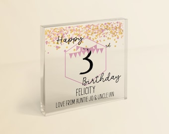3rd Birthday Gift | Personalised Third Birthday Keepsake for Girl or Boy