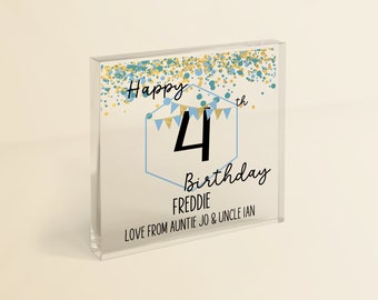 4th Birthday Gift | Personalised Fourth Birthday Keepsake for Girl or Boy