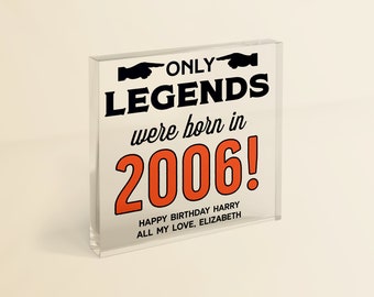 18th Birthday Gift 'Legends Were Born in 2006' | 18th/Any Age Gift | Personalised Birthday Keepsake with Gift Bag