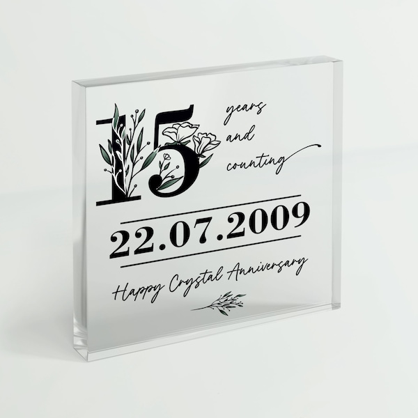 15 Year Crystal Anniversary Gift | 15th Wedding Anniversary Gift for Couple, Wife, Husband, Partner