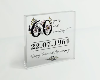 60 Year Diamond Anniversary Gift | 60th Wedding Anniversary Gift for Couple, Wife, Husband, Partner