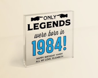40th Birthday Gift 'Legends Were Born in 1984' | 40th/Any Age Gift | Personalised Birthday Keepsake with Gift Bag