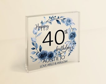 40th Birthday Gift for Her | Milestone Birthday Age Gift for Her | Personalised Fortieth Birthday Keepsake with Gift Bag