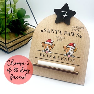 Dog Christmas Countdown | &#39;Sleeps until Santa Paws Comes&#39; Personalised Mutiple Dog Options Advent Calendar Countdown for Two Dogs