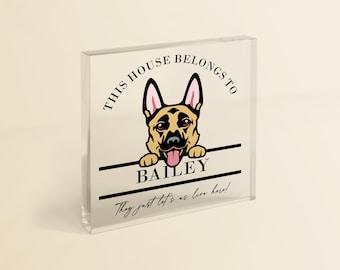 Belgian Malinois Owner Gift | 'This House Belongs To The Dog' Personalised Belgian Shepherd Dog Decor Keepsake for Dog Owner
