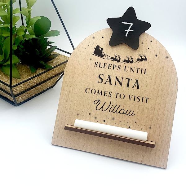 Christmas Countdown | 'Sleeps until Santa Comes to Visit' Personalised Name Advent Countdown for Christmas