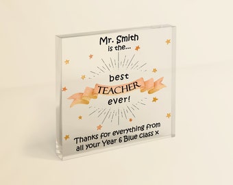 Teacher Gift | Best Teacher Ever Thank You Personalised Gift with Free Gift Bag