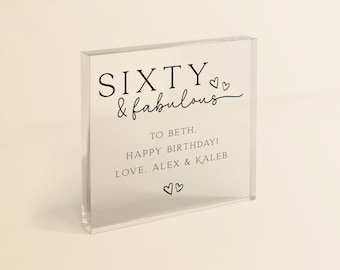 60th Birthday Gift | Sixty and Fabulous Personalised Sixtieth Birthday Gift
