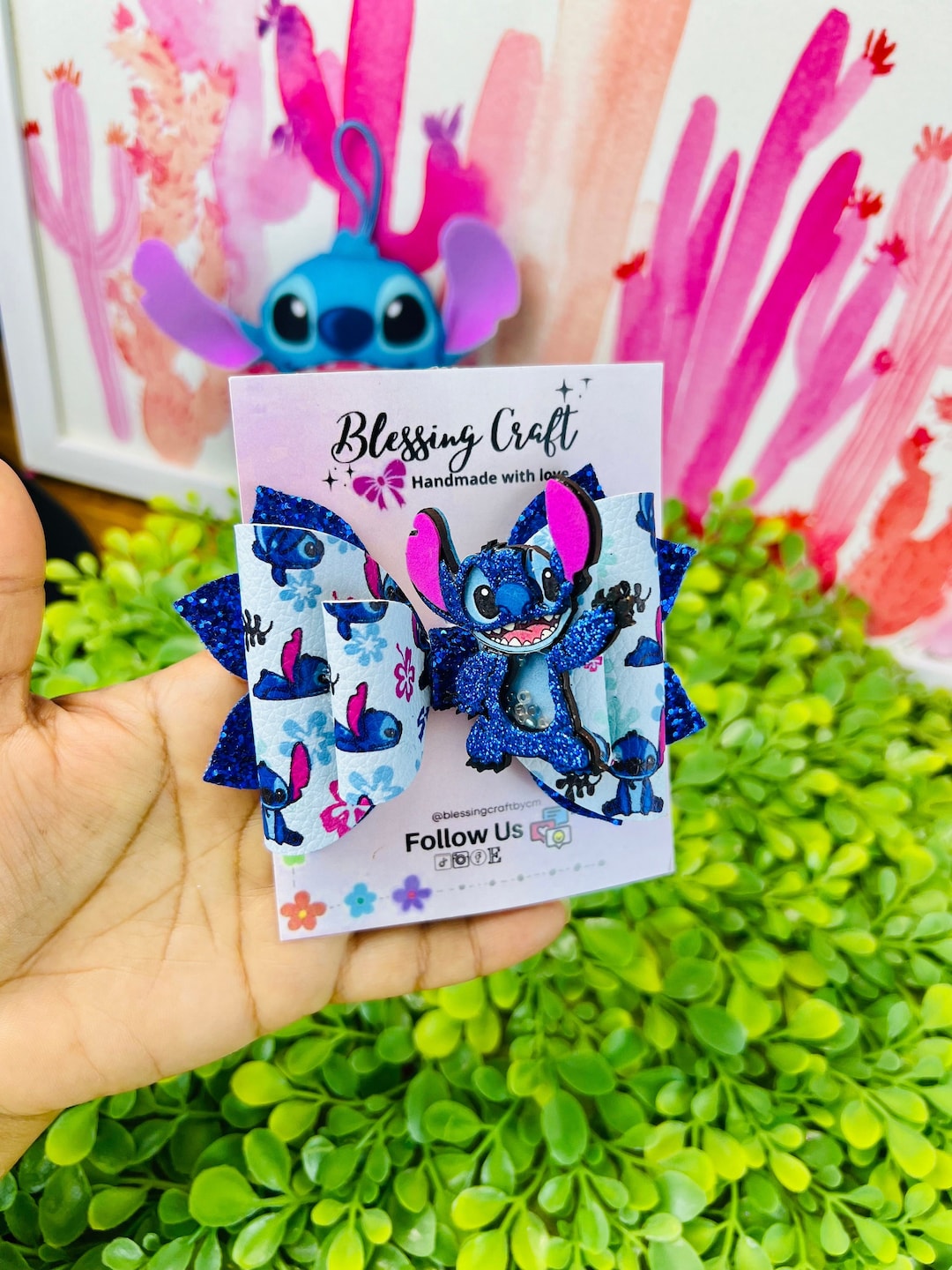 Stitch Hair Bow, Ohana Hair Bows, Stitch Headband, Toddler Stitch Hair