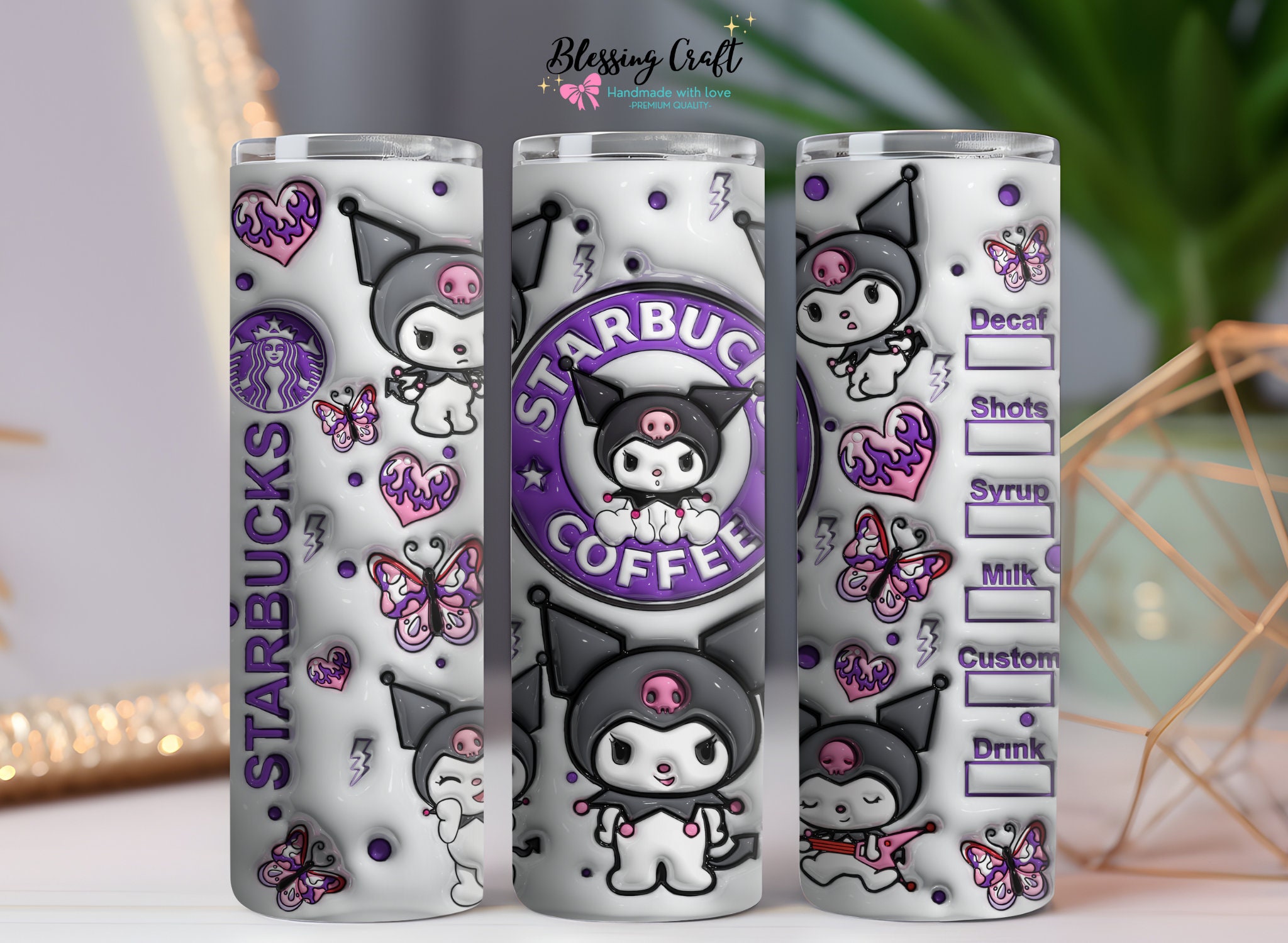 Black Kitty Glow in the Dark Personalized Tumbler for Girls, Kawaii Anime  Gifts for Girls, Black Kitty Birthday Gift for Girls, HK Birthday 