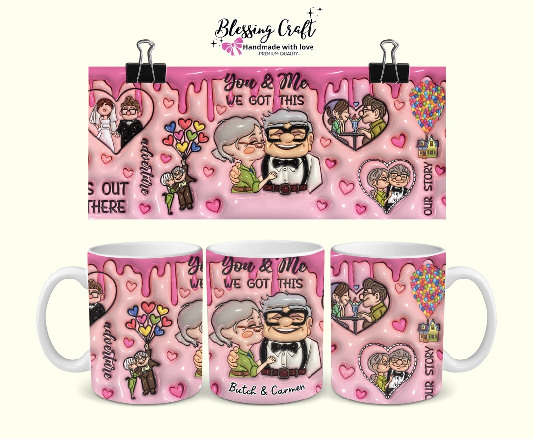 Up Carl and Ellie Adventure Puffy Coffee Mug Valentines, Carl and Ellie