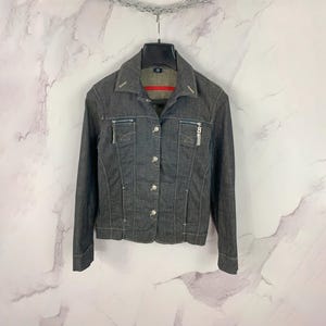 Bogner Jeans Denim Jacket Womens Size 40 Button Up Dark Wash Designer