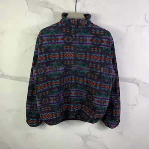 Vintage Jack Wolfskin Aztec Pattern Half Zip Fleece Jacket Size M
