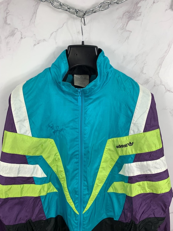 Vintage Adidas Retro Nylon Sports Track Jacket Multricolor 