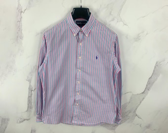 Chemise J.CREW Rayée Bleue En Chambray - Taille L - Manches Longues - Occasion Très Bon état