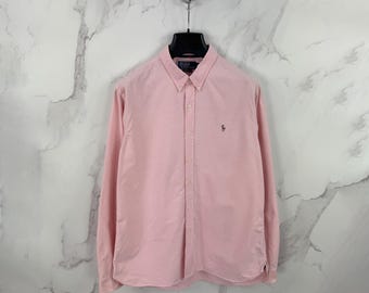 Vintage Polo Ralph Lauren Slim Fit Rosa Langarm Hemd XL