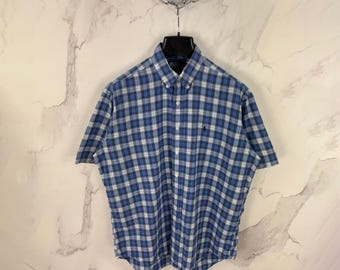 Vintage Polo Ralph Lauren Blake Cotton Plaid Short Sleeve Shirt Size L