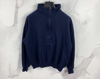 Vintage Sergio Tacchini 1/4 Zip Fleece Jacket Sea Storm Retro Outdoor  Size XL