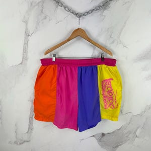 Vintage 90s Adidas Colorblock Nylon Shorts Retro Sportswear Size XL