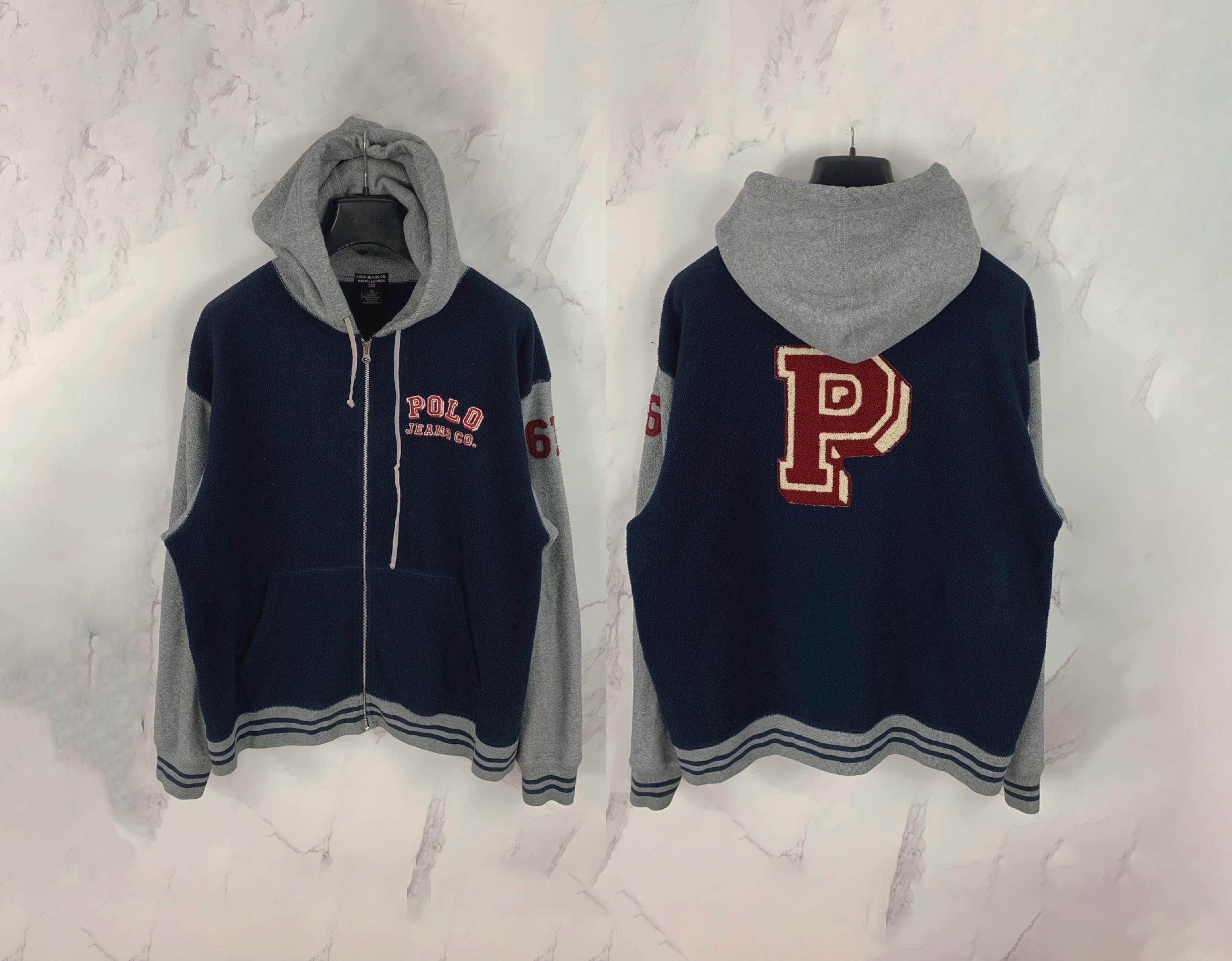 Polo Jeans Ralph Lauren Vintage Hoodie XL Navy Grey Big Logo