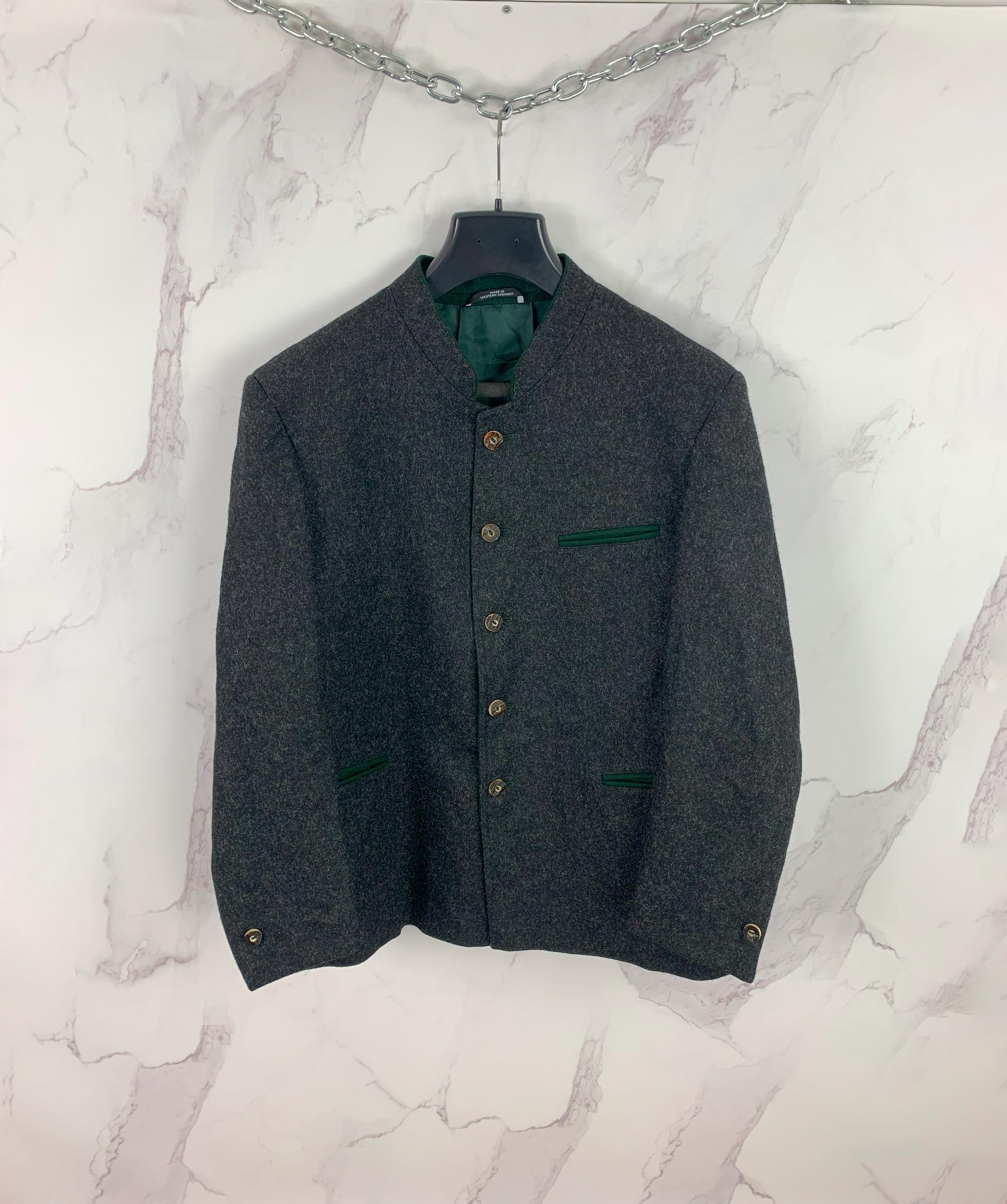 Vintage 70s Monarch Munchen Traditional German Coat Wool Trachten Jacket  Dark Gray