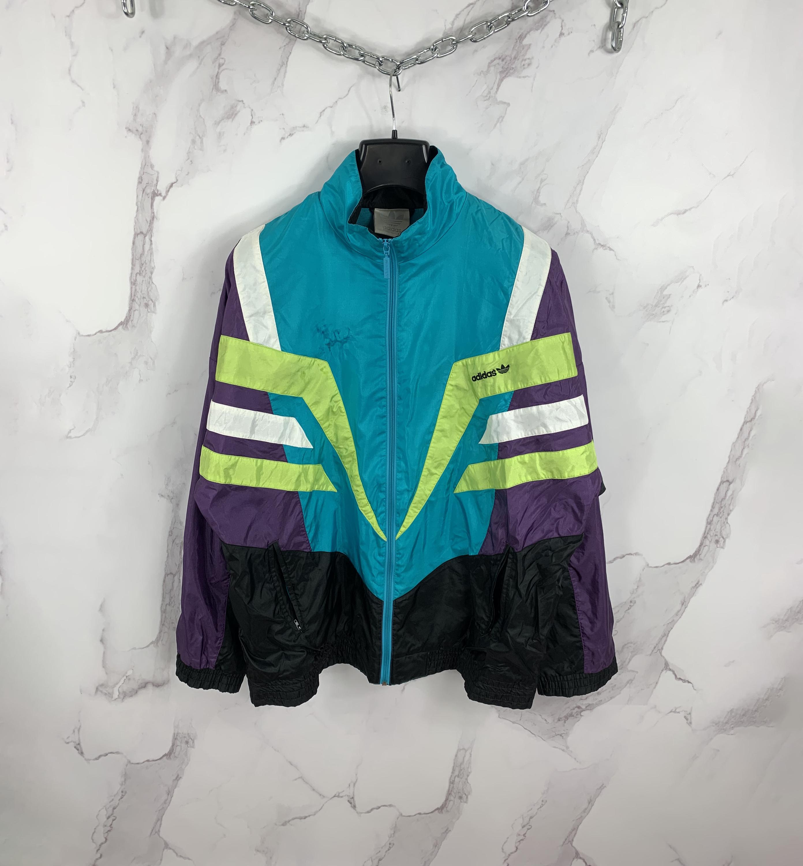Vintage Adidas Retro Nylon Sports Track Jacket Multricolor 