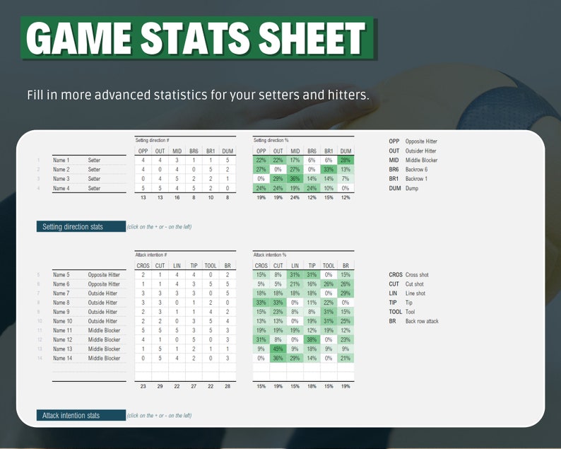 Volleyball Statistics Sheet advanced Stats With Many Graphs / Volley