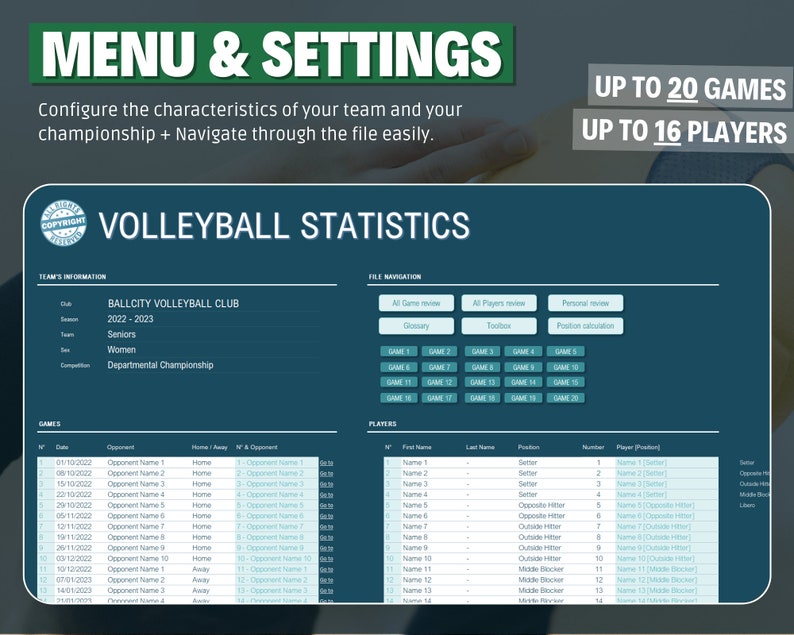 Volleyball Statistics Sheet [advanced Stats With Many Graphs] / Volley ...