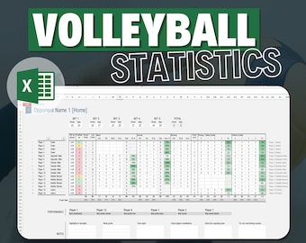 Foglio statistiche di pallavolo / Statistiche di squadra e dei giocatori (modello Excel)