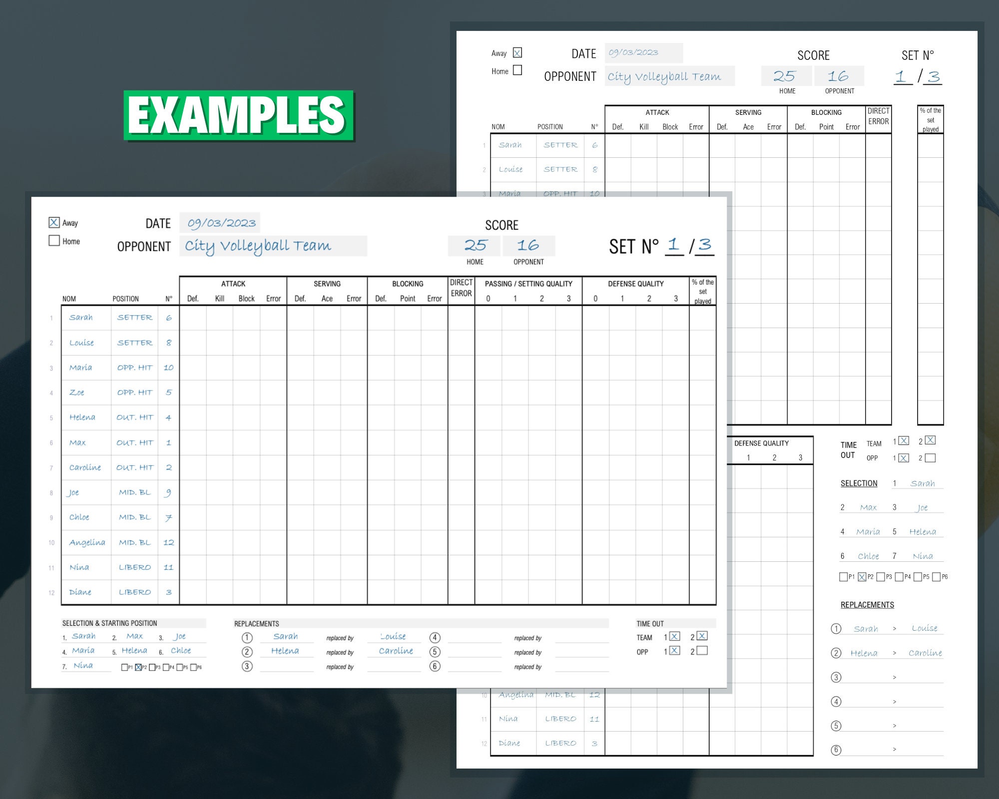 Volleyball Statistics Printable Sheet | Perfect for Teams, Coachs and ...