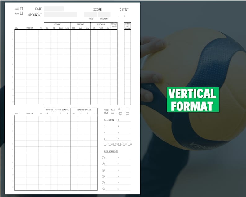 Volleyball Statistics Printable Sheet Perfect for Teams, Coachs and Individual Players Etsy