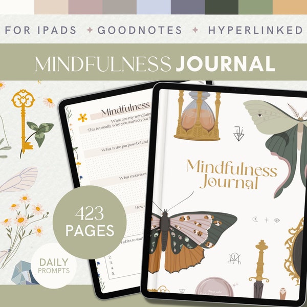 Mindfulness Journal | Digital for iPad and Android Tablets | Witchy Edition | Dot Grid Journal, Wellness Journal, Gratitude, Witchy Journal