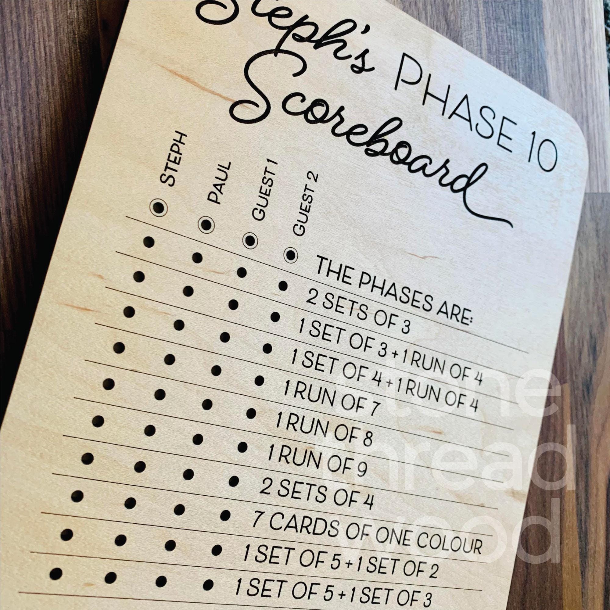 Personalized Phase 10 Game Board, Wooden 8 Player Phase Ten, Card Game ...