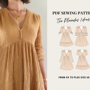 PDF Sewing Pattern - Pleiades 1 Dress by French Poetry - from XS to 6XL - Empire Waist Dress Pattern