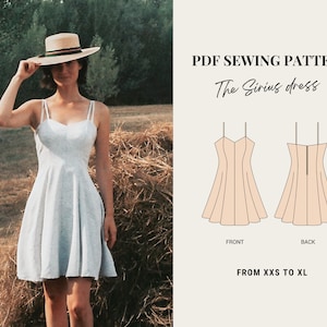 PDF sewing pattern - Sirius dress by French Poetry - from XXS to XL - Summer slip dress sewing pattern - fit and flare dress
