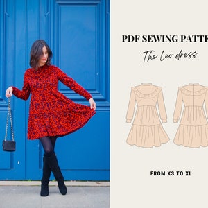 PDF sewing pattern - Leo dress by French Poetry - from XS to XL - babydoll ruffles frill dress sewing pattern