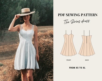 PDF sewing pattern - Sirius dress by French Poetry - from XS to XL - Summer slip dress sewing pattern - fit and flare dress