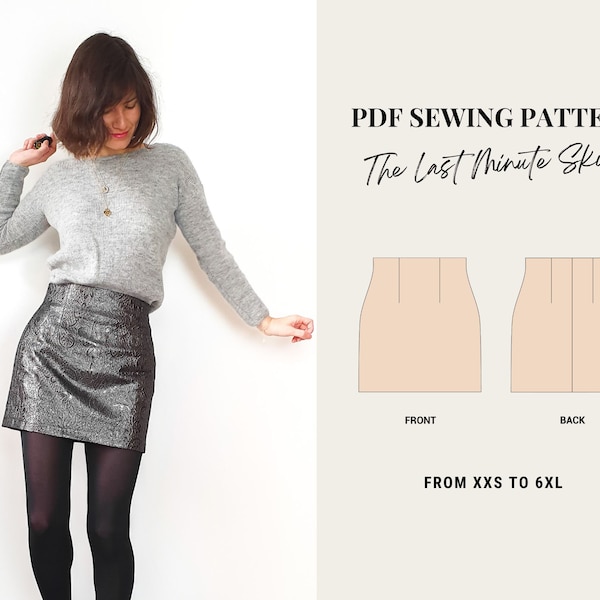 PDF sewing pattern - The Last Minute Skirt by French Poetry - from XXS to XL - quick and easy mini skirt sewing pattern