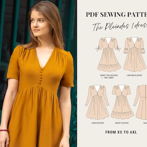 PDF Sewing Pattern - Pleiades 1 Dress by French Poetry - from XS to 6XL - Empire Waist Dress Pattern