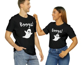 Camiseta Booya Ghost: Camiseta unisex con gráficos de Halloween, divertida camiseta de Halloween