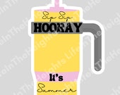 Sip Sip Hooray!  It's Summer Vacay Tumbler Gift Card Holder - png, jpg, pdf, svg files - Print and cut at home -