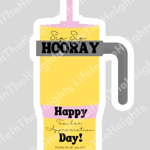 Schluck Schluck Hooray! Geschenkkartenhalter für die Wertschätzung des Lehrers - png, jpg, pdf, svg Dateien - Drucken und zu Hause schneiden -