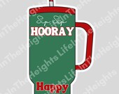 Sip Sip Hooray!  Happy Holiday!  Christmas Tumbler Gift Card Holder - png, jpg, pdf, svg files - Print & cut at home - Attach Any Gift Card!