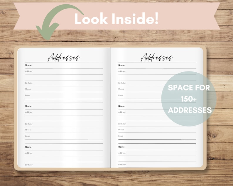 Password Address Birthday Tracker - 