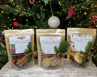 Holiday Simmer Pot Kits - Stovetop Potpourri - Dried Fruits, Spices, Pine