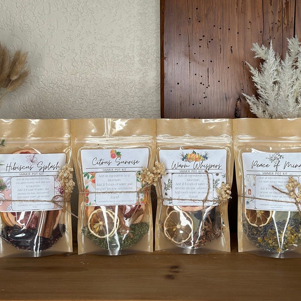 Simmer Pot Kits - Stovetop Potpourri - Dried Fruits, Spices, Herbs - Individual Kit