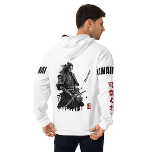 Warrior Hoodie, Samurai Japanese Writing, Asian Streetwear Design Sweatshirt Gift for Boyfriend, Anime Lovers Christmas Present