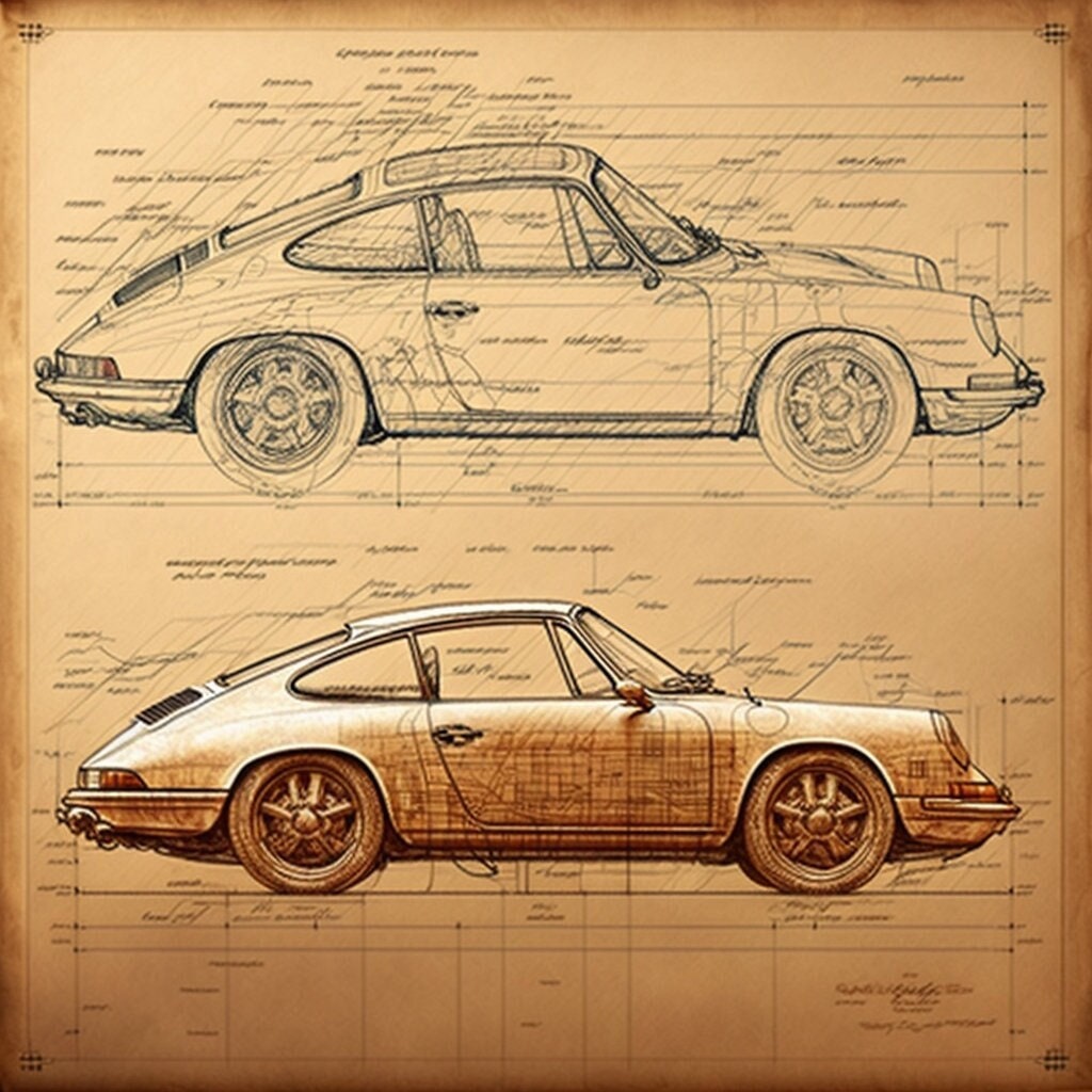 3 X Different Porsche 911 Detailed Da Vincis Sketchs, Poster Painting Art  Decoration - Etsy