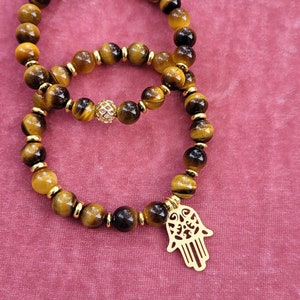gemstones, tiger eye, bracelet, gold-plated beads